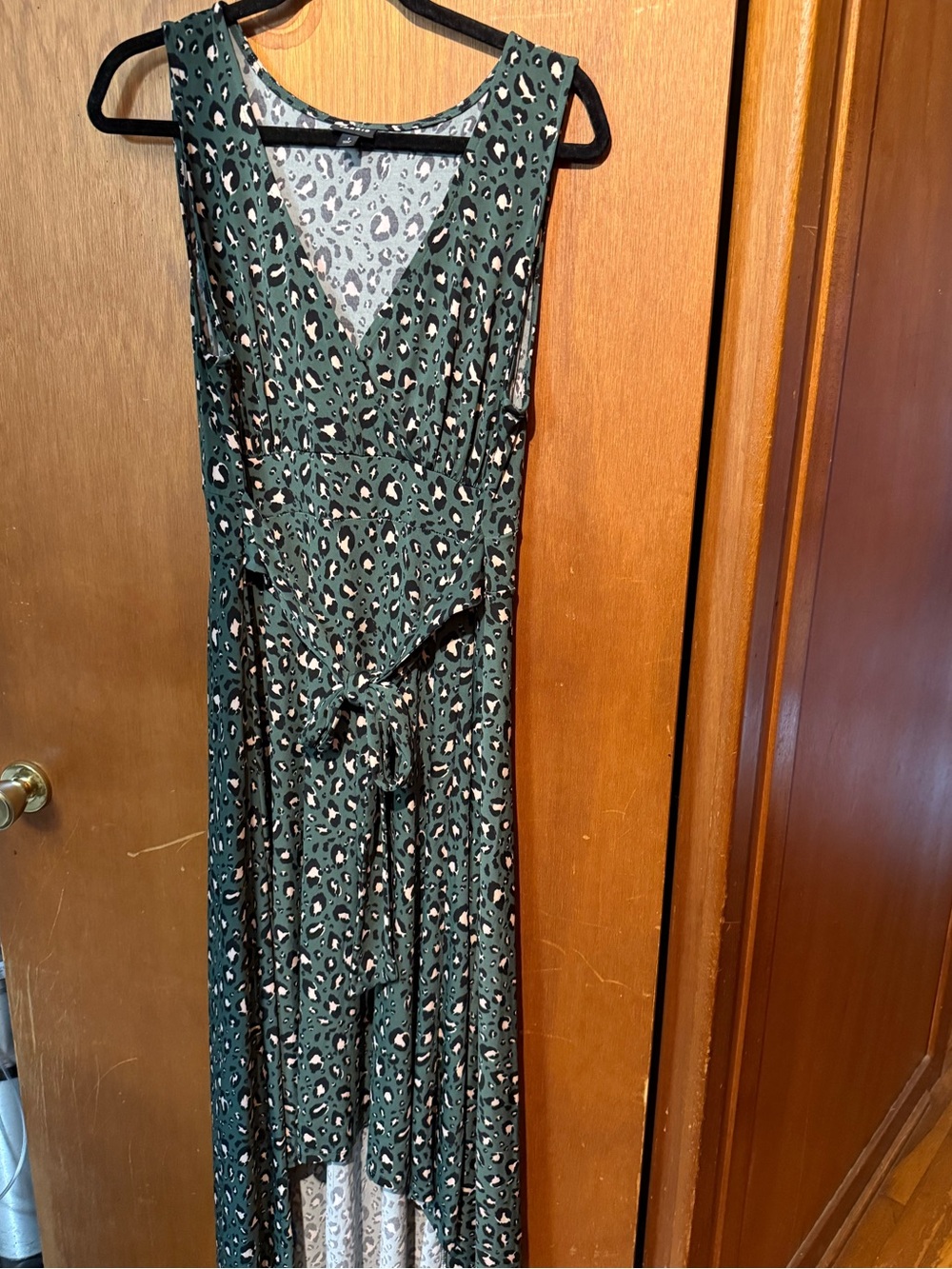 torrid Dark Green Leopard Print High-Low Wrap Dress